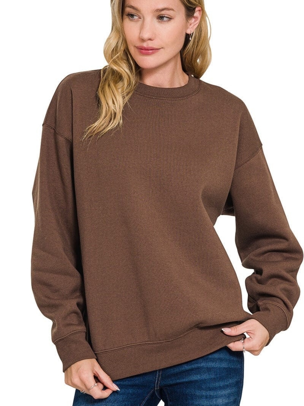 Zenana 3x Chocomqte Brown Crewneck